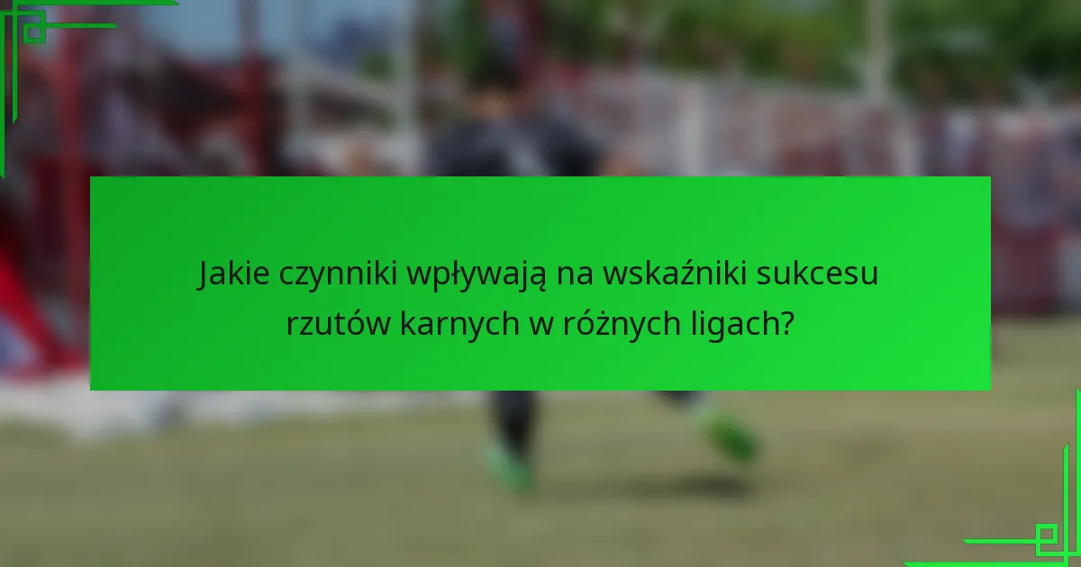 Jakie czynniki wpływają na wskaźniki sukcesu rzutów karnych w różnych ligach?